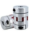 Three Pack Jaw Flexible Coupling Plum Adapter With Rubber Spiders For Rock Solid Motor Mounting, 25mm wide, smooth operation.