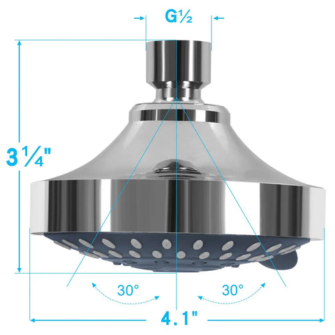 High Pressure Rain Shower Head With Five Settings And Durable ABS Plastic Body And Adjustable Swivel Ball Joint