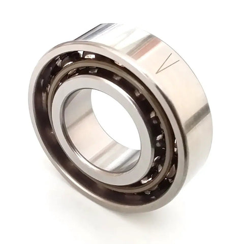 Top Shelf 17X35X10 mm Abec 7 Angular Contact Ball Bearing Single Row 15 Degree Angle showing inner and outer ring detail.