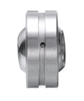 GEBK8S Spherical Plain Bearing 8mm X 22mm X 12mm Pre Lubricated Carbon Steel with bronze cage showing side view.