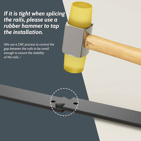 Close-up of splicing process for 6Ft Barn Door Hardware Kit Lite Version Black - Smooth Quiet Sliding Track Rail System