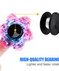 Top Shelf Chrome Steel Fidget Spinner Bearings And Caps MR137 Precision High Speed 16 Pack showing colorful spinner with black cap.