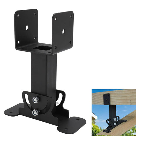Beefy Heavy Duty Roof Riser Brackets Kit For Wood Posts Adjustable From 0 To 180 Degrees Fits 4 By 4 And 4 By 6 Posts Patio Pergola Black Powder Coated Includes 6 Hex Screws For Gazebos Porches Backyard