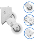 4PC Premium Aluminum Alloy Sliding Door Pulley Wheels With Ball Bearing Replacement Rollers For Patio Door and Window Gate, detailed close-up view.
