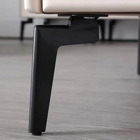 Spruce Up Your Place With Heavy Duty Furniture Legs For Couches And TV Stands, close-up view of black iron leg with premium gold trim.