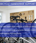 Two-Pack Portable Bike Repair Stands With Quick-Release Handlebar Support in use for mountain and road e-bikes in a workshop.