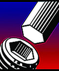 Illustration of hex key and bolt for Power-T Handle Hex Key Set, 11 Piece Allen Wrench Kit with SAE Inch Sizes 5/64 Through 3/8, 9 Inch Series