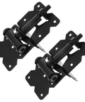 Heavy Duty Stainless Steel Barn Door Hinges Two Piece Set For Outdoor Shed And Metal Gate showing black coated design and hinge mechanism.