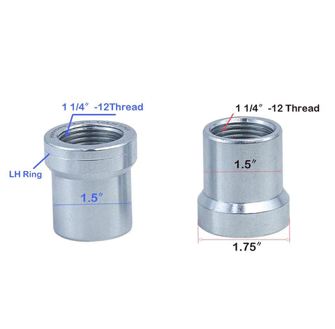 Rock Solid Heavy Duty 1.25 Inch Heim Joint Rod End Kit featuring zinc coated spacers with left and right thread details.
