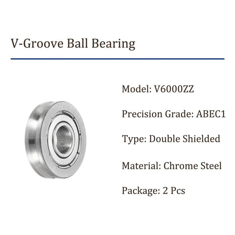 Slick Rolling V Groove Ball Bearings With Heavy Duty Shielded Seals For 10mm Shafts chrome steel V-groove ball bearing close-up view