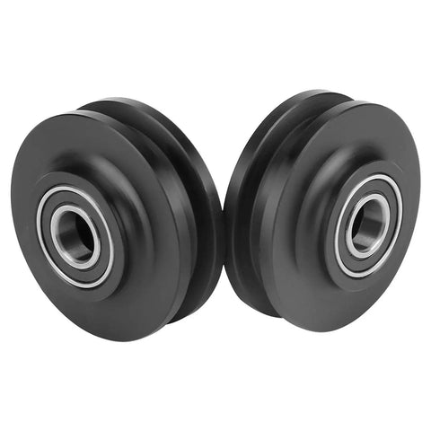 Built Tough Sliding Barn Door Hardware Kit Featuring Smooth As Butter Nylon And Zinc Alloy Rollers U Shape Groove Design for Closet, black nylon rollers.
