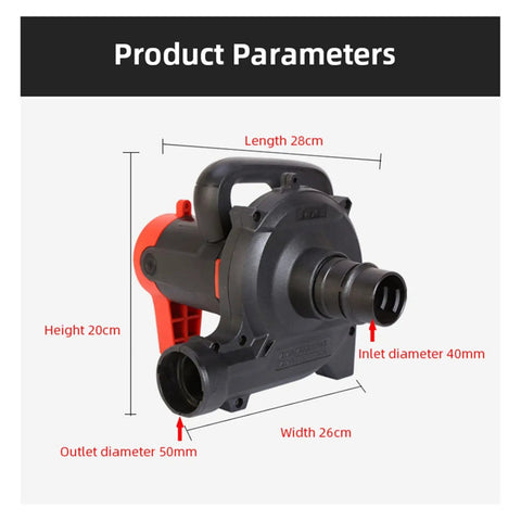 Tough Industrial Workhorse Dust Collector Blower With Six Speed Blowing And Suction 1200W Copper Motor Shop Vacuum showing dimensions and structure.