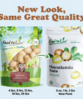 Two packages of macadamia nuts: old and new packaging for Macadamia Nuts Bulk 25 Pound Raw Unsalted Unroasted For Snacking And Baking
