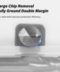 Top view of Beefy Half Inch Carbide Square Nose End Mill With Two Flutes Uncoated Milling Cutter, emphasizing chip removal.