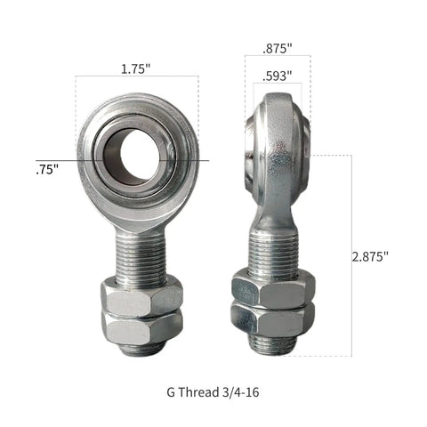 Built Tight For Your Daily Driver Rig Drop Right In Heim Joint Rod End Kit Three Quarter Sixteen CmR12 male spherical bearing and nut, 3/4-16 thread.