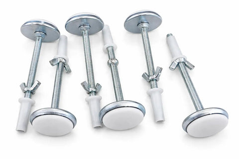 Adjustable Bed Frame Glides With Wing Nut Leveling Feet For Metal Frames, Heavy Duty Floor Protectors, 6 pack shown front view