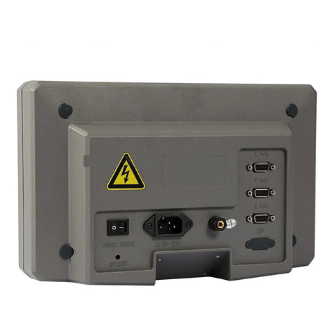 Heavy Duty Digital Calipers Plus Solid Three Axis Dro Setup Sds63v in rugged steel case showing back panel with connection ports.