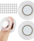 Set Of Twenty Five Mini Invisible Magnetic Snaps With Badass Hold For Baby Bibs Kids Apparel And DIY Craft Sewing Projects Round PVC hidden in a finger and background.