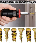 Person using screwdriver with 6x14mm Short Expansion Screw Set For Thin Substrates No Brainer Install Metal Hollow Wall Anchors