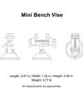 Versatile Mini Bench Vise With Suction Base For Jewelry And Electronics Repair holds small parts tight, dimensions 2.97x1.32x3.39 inches.