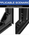 2020 Aluminum Extrusion T Slot Profile Bars Black with Heavy Duty Corner Bracket Kit showing assembly detail