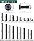 10 Sets Top Shelf M6 75mm Black Coated Flat Head Socket Cap Screws With Binding Nuts And 4mm Hex Wrench dimensions and sizes chart