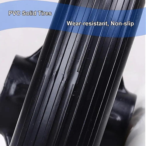 Close-up of Plug And Play 10 Inch Solid Rubber Tires For Electric Wheelchairs With Aluminum Hubs and Grippy Tread showing tread pattern.
