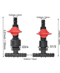 Easy Install Garden Hose Splitter Tee Reducer With Tap Valve 16mm To Half Inch Barb Connector Three Way Fitting For Drip Irrigation System And Outdoor Watering For Lawn Garden Beds Potted Plants And Veggie Plots, G3/4 and G1/2 sizes