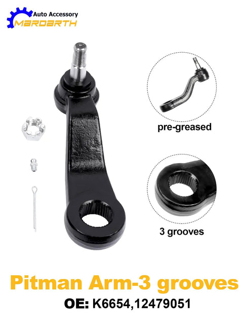 Beast Mode Front Suspension Upgrade Kit For 8 Lug Silverado And Sierra 2500 HD 3500 HD. Pitman arm with grooves and pre-greased design.