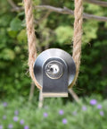 Close-up of Rock Solid Badass Heavy Duty Groove Wheel Pulley Block crafted from Bombproof 304 Stainless Steel with rope.