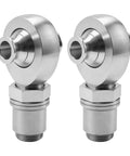 Heavy Duty One Inch Chromoly Heim Joint Rod End Kit With Right And Left Hand Threads Plus Tube Adapter Two Pack showing two silver rod ends.