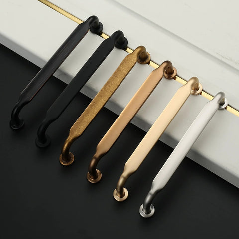 Champagne Bronze Cabinet Pulls 5 Inch Zinc Alloy 10 Pack Kitchen Handles in assorted finishes on display