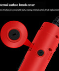External carbon brush cover on Badass Right Angle Grinder Featuring A Beast Mode Five Hundred Watt Motor.