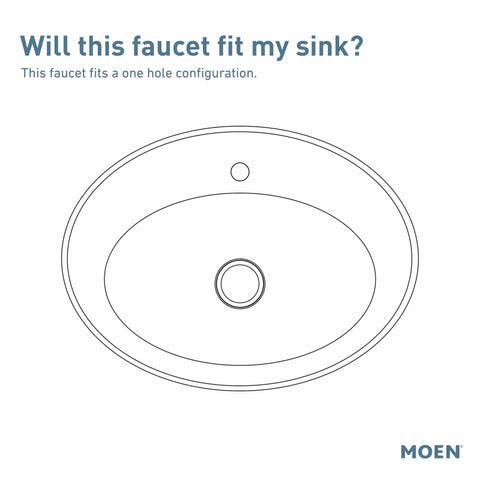 Diagram showing one-hole sink configuration for Commercial Chrome Metering Bathroom Sink Faucet M-Press Single-Mount 0.5 GPM.