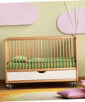 Built Different Vintage Brass Plate Casters For Furniture With Locking Brakes Swivel Rollers Four Pack on a baby crib.