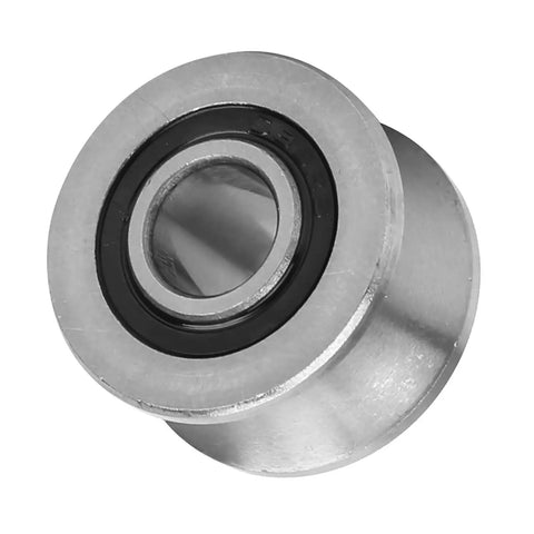 U Shaped Track Roller Bearing Featuring Groove Pulley Design And Heavy Duty Sliding Wheels For Industrial Automation And Photo Gear Runs Super Smooth And Built Tough For Daily Production Use At 8 By 22 Point 5 By 14 Point 5 Millimeters, close-up view.