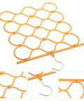Foldable Scarf Organizer Rack With 18 Slots For Closet Storage And Necktie Display durable orange frame with hook for hanging.