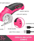 Close-up of Cordless Electric Scissors For Quick Unpacking And Crafting with soft grip handle and charging port.