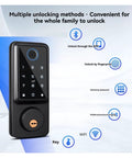 Slick Smart Deadbolt Lock Auto Latch Door Sensor And No Sweat Fingerprint Unlock Bluetooth Remote Control with keypad.