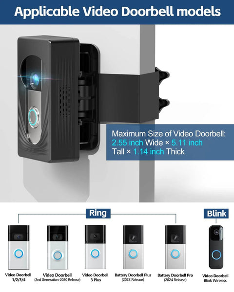 Adjustable Angle Doorbell Mount For Ring And Blink Wireless Video Doorbells No Drill Anti Theft Doorbell Camera Mount