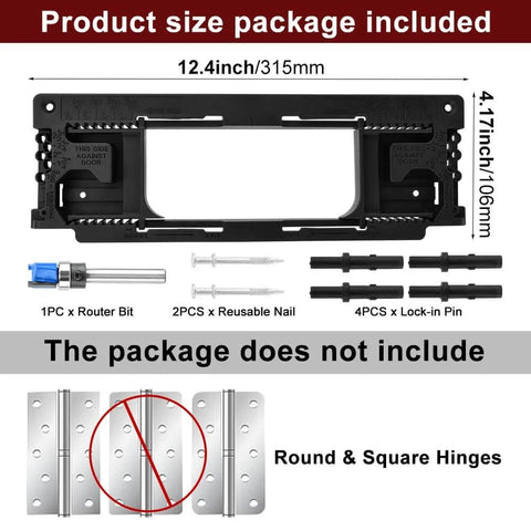 Door Hinge Mortiser Kit With Router Template for DIY Friendly, Pro Grade Install with included tools and components.