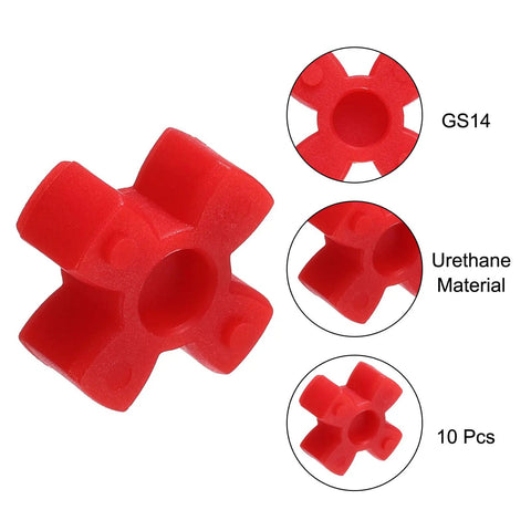Heavy Duty GS14 Coupling Inserts 10 Pack Red Urethane Center Bushings For L Jaw Couplers, close-up view of red urethane bushing.