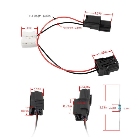 Plug And Play VCM Disable Harness For Honda 3.5L V6 Engines showing wiring connectors and dimensions, ideal for Accord Pilot Odyssey Ridgeline.
