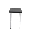 Stacking Compact Folding Table 30 By 20 Inches For Indoor And Outdoor Use Portable Black And Silver Folding Table With Space Saving Design And Easy Fold For Tailgates Parties BBQs Picnics And Everyday Work Surfaces viewed from front