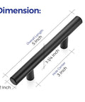 Straight Up Gorgeous Matte Black Cabinet Handles 5 Inch Length With 3 Inch Hole Center, showing dimensions and structure.