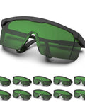Built Like A Tank Laser Safety Glasses With Locked In Eye Protection For IPL Hair Removal, showing ten-pack with green lenses.