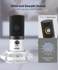 Next Level Usb Recording Microphone Kit For Vocals And Voice Overs Built Around A Massive 16Mm Diaphragm, showing volume control and shock mount.