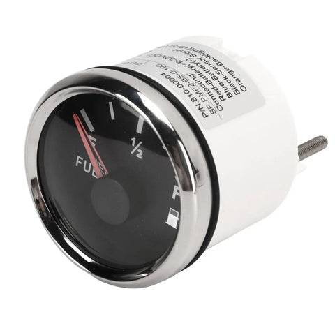 Heavy Duty Marine Fuel Sender Unit With Fifty Two Millimeter Gauge And 316 Stainless Steel Tank Monitor For Boats showing gauge face with full indicator
