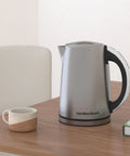 1.7 Liter Temperature Control Electric Kettle With 6 Presets, 1500W Fast Boil, Cordless Stainless Steel Water Boiler on a table