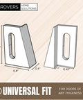 Diagram of Pocket Door Bottom Guide Jamb Mounted Universal Fit White One Pair for Sliding Doors with dimensions